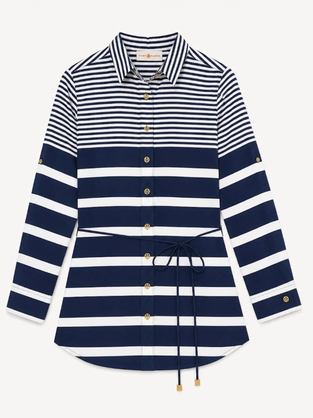 Tory Burch Brigitte Nautical Stripe Cotton Voile Cover Up Tunic NWT Small